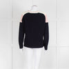 Maje Navy Pink Cream Rib Knit Gold Button Jumper