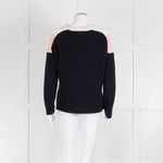 Maje Navy Pink Cream Rib Knit Gold Button Jumper