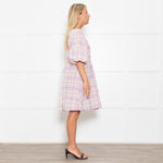 Ganni Lilac Check Trapeze Mini Dress
