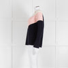 Maje Navy Pink Cream Rib Knit Gold Button Jumper