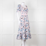 Self-Portrait Pale Pink Blue Floral Lace Trim Short Sleeve Dress