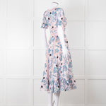 Self-Portrait Pale Pink Blue Floral Lace Trim Short Sleeve Dress
