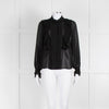 Sezane Black Chiffon Dot Ruffle Detail Blouse