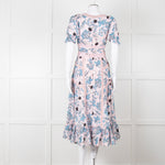 Self-Portrait Pale Pink Blue Floral Lace Trim Short Sleeve Dress