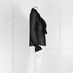 Sezane Black Chiffon Dot Ruffle Detail Blouse