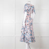 Self-Portrait Pale Pink Blue Floral Lace Trim Short Sleeve Dress