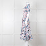 Self-Portrait Pale Pink Blue Floral Lace Trim Short Sleeve Dress