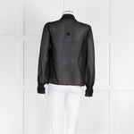 Sezane Black Chiffon Dot Ruffle Detail Blouse