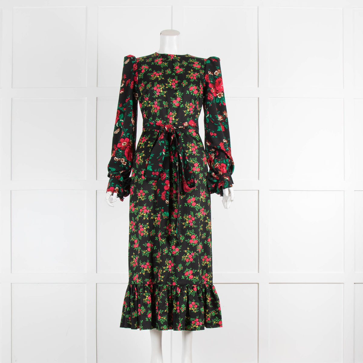The Vampires Wife The Vilanelle Gypsy Black Floral Printed Dress