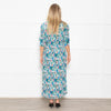 Ganni Blue, Green and Pink Plisse Puff Shoulder Midi Dress