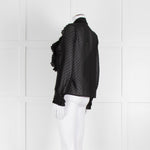 Sezane Black Chiffon Dot Ruffle Detail Blouse