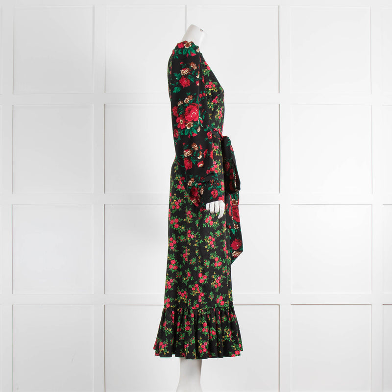 The Vampires Wife The Vilanelle Gypsy Black Floral Printed Dress