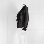 Sezane Black Chiffon Dot Ruffle Detail Blouse