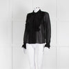 Sezane Black Chiffon Dot Ruffle Detail Blouse