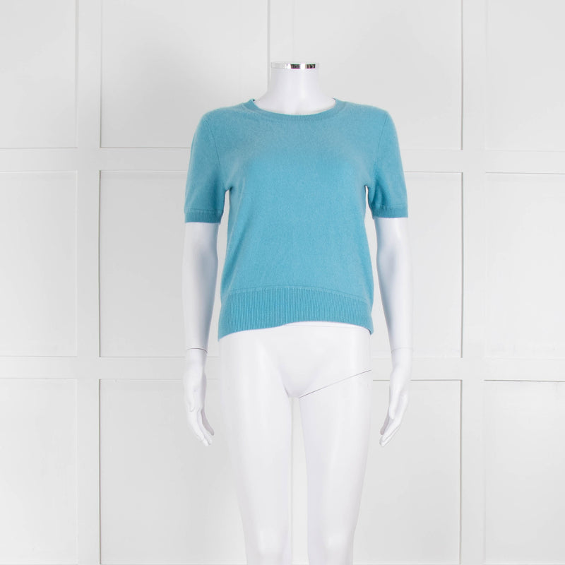 Naadam Pale Blue Cashmere Short Sleeve Sweater