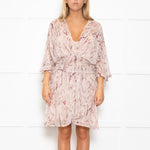 Iro Pink Patterned Ruched Waist and Wide Sleeves