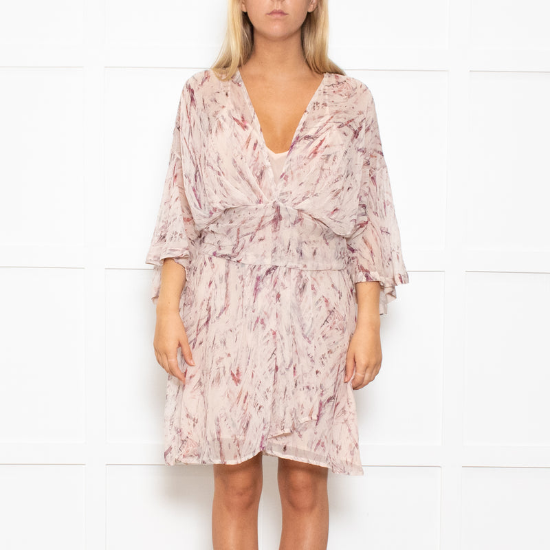 Iro Pink Patterned Ruched Waist and Wide Sleeves