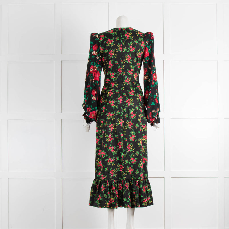 The Vampires Wife The Vilanelle Gypsy Black Floral Printed Dress
