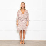 Iro Pink Patterned Ruched Waist and Wide Sleeves