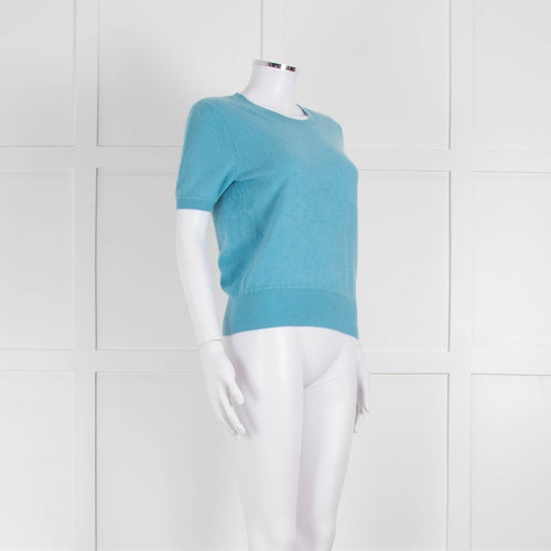Naadam Pale Blue Cashmere Short Sleeve Sweater