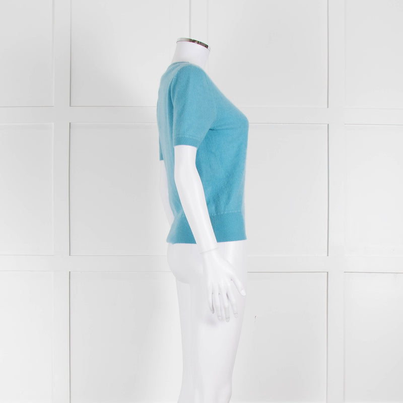Naadam Pale Blue Cashmere Short Sleeve Sweater