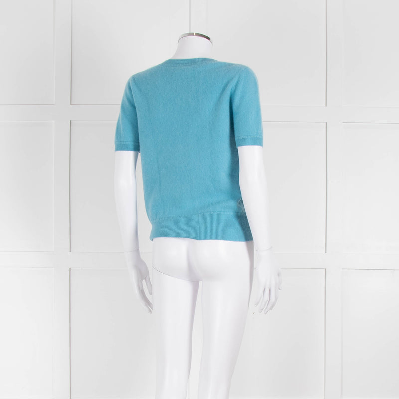 Naadam Pale Blue Cashmere Short Sleeve Sweater