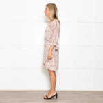 Iro Pink Patterned Ruched Waist and Wide Sleeves
