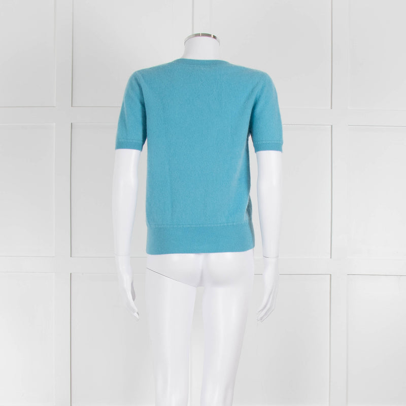 Naadam Pale Blue Cashmere Short Sleeve Sweater
