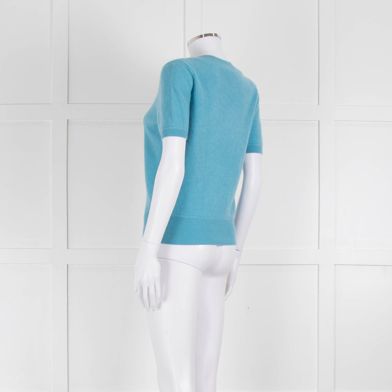 Naadam Pale Blue Cashmere Short Sleeve Sweater