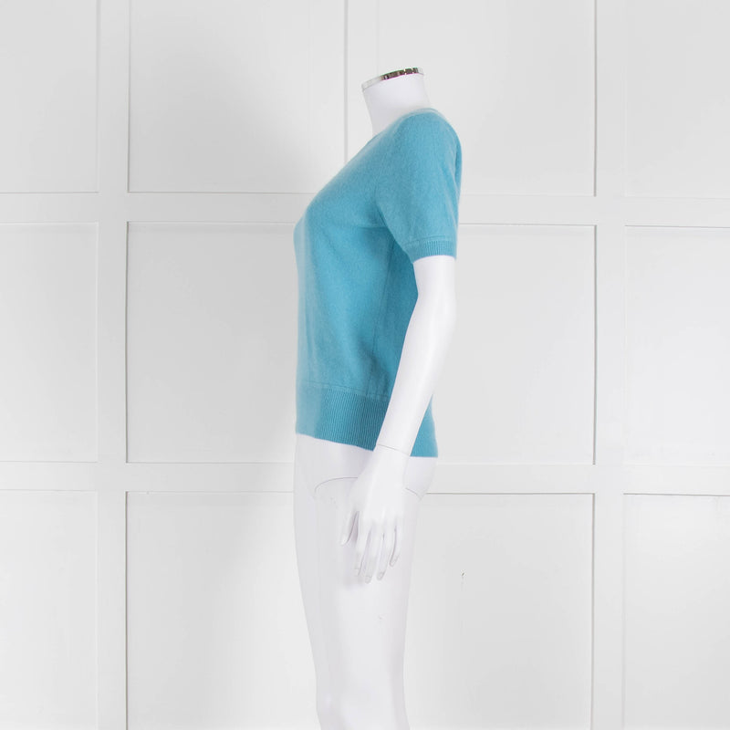 Naadam Pale Blue Cashmere Short Sleeve Sweater