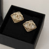 Chanel Champagne Gold Crystal Resin Earrings