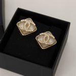 Chanel Champagne Gold Crystal Resin Earrings