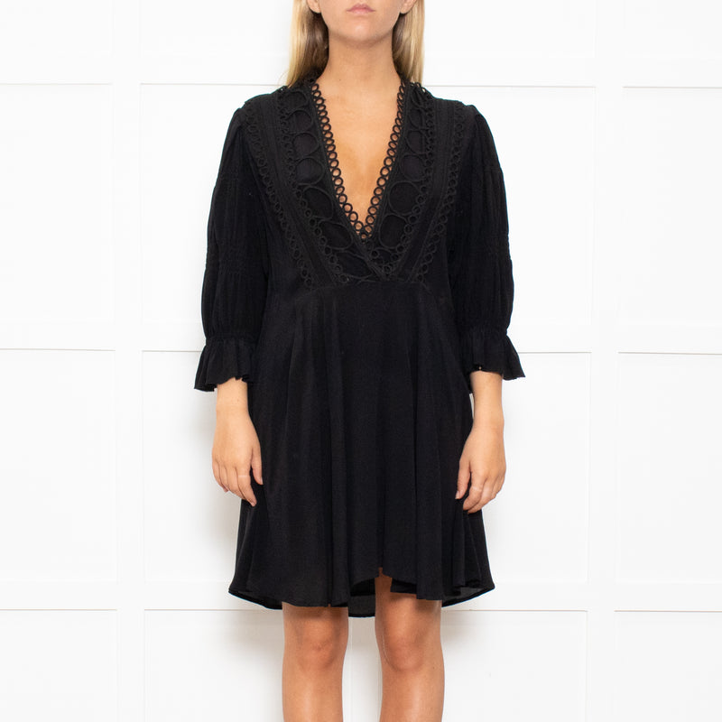Iro Black Lace Trim Mini Dress