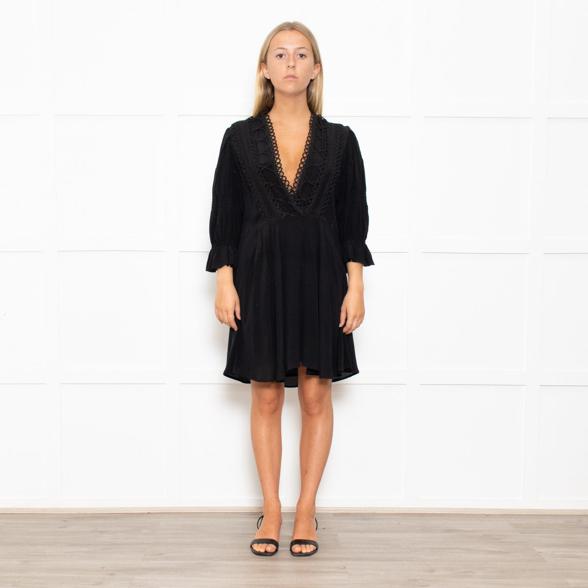 Iro Black Lace Trim Mini Dress