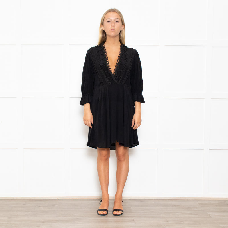 Iro Black Lace Trim Mini Dress