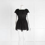 Natalie Martin Black Cotton Long Sleeved Mini Sun Dress