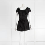 Natalie Martin Black Cotton Long Sleeved Mini Sun Dress