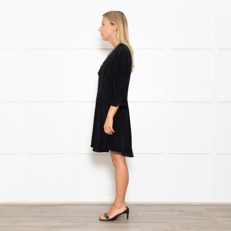 Iro Black Lace Trim Mini Dress