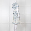 120% Lino Cream Blue Tie Dye Lace Trim Dress
