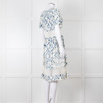 120% Lino Cream Blue Tie Dye Lace Trim Dress