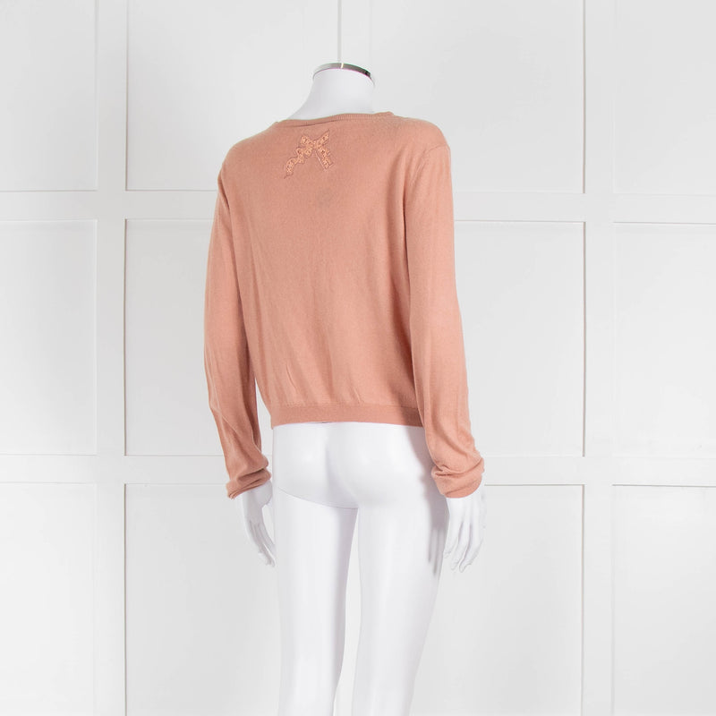 Red Valentino Peach Lace Detail Cardigan