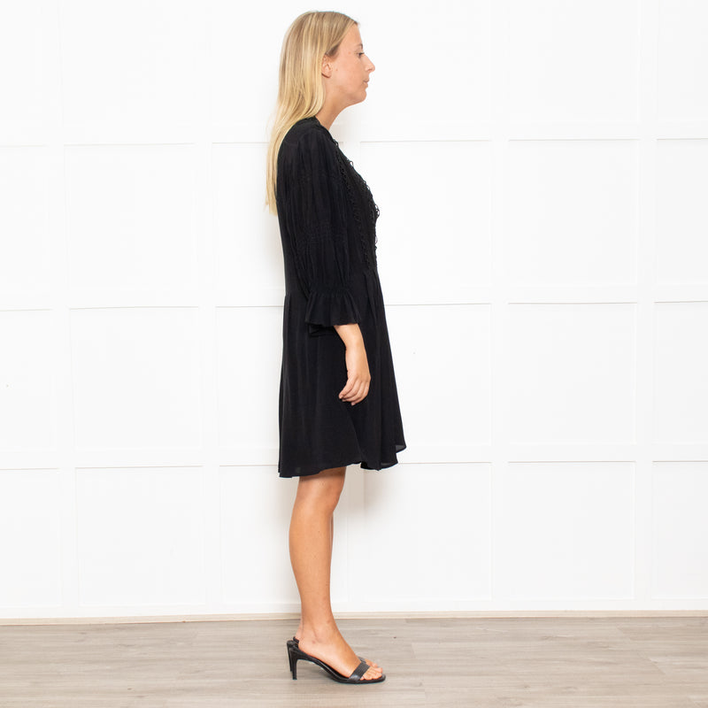 Iro Black Lace Trim Mini Dress