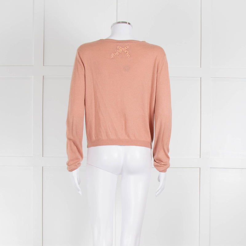 Red Valentino Peach Lace Detail Cardigan