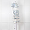120% Lino Cream Blue Tie Dye Lace Trim Dress