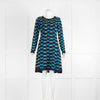 Missoni Blue Black Green Knitted Long Sleeve Dress