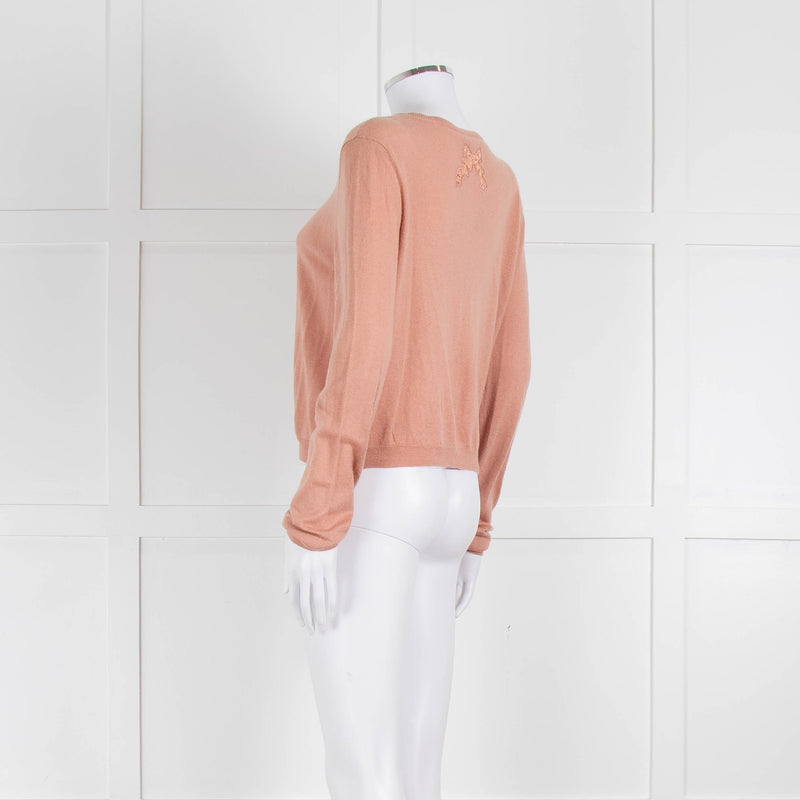 Red Valentino Peach Lace Detail Cardigan