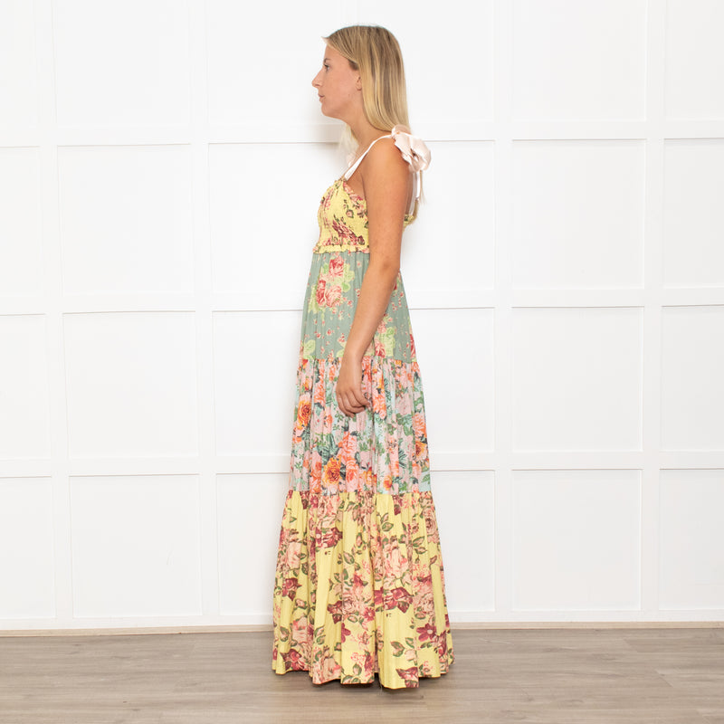 Free People Floral Tiered Smocked Bodice Midi Dress