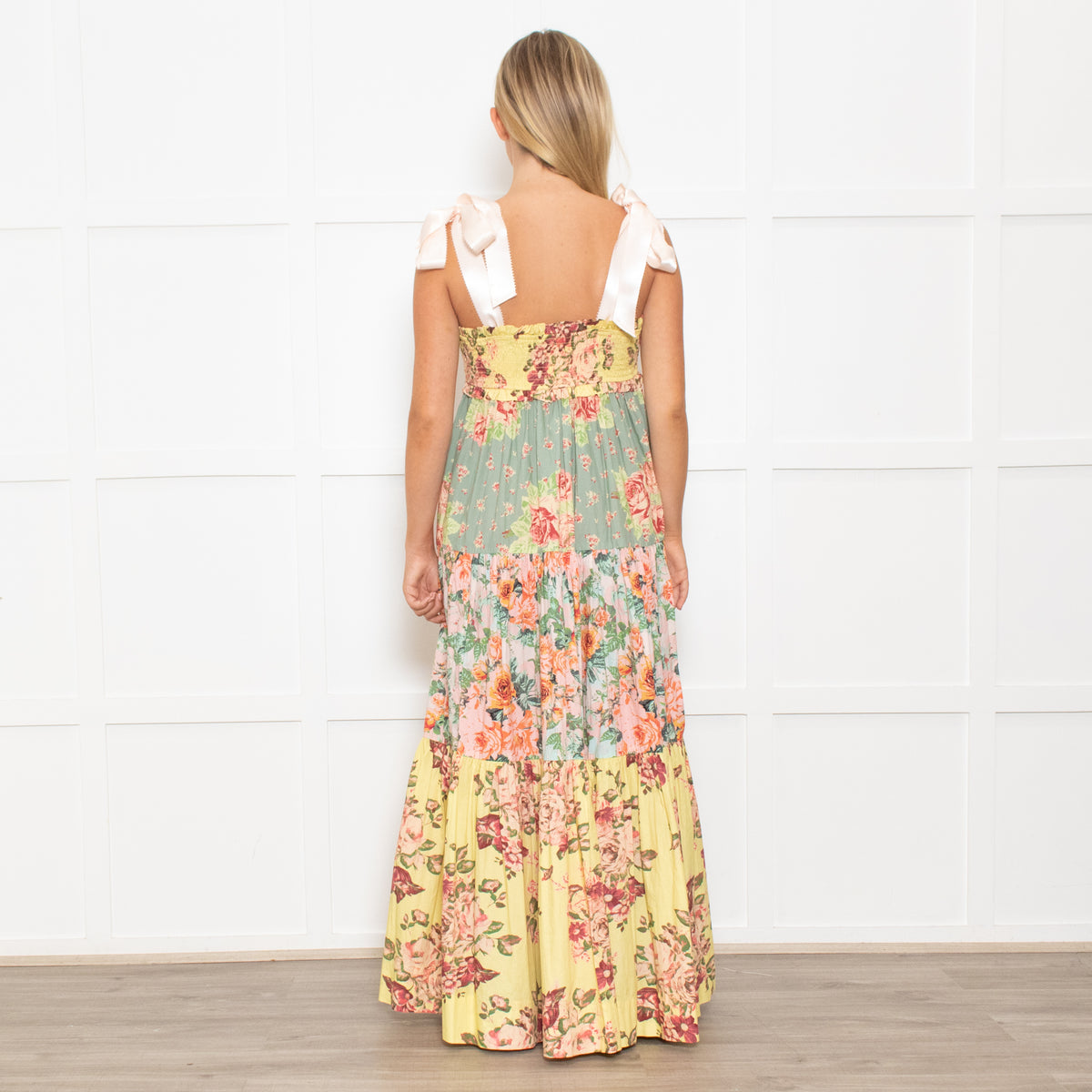 Free People Floral Tiered Smocked Bodice Midi Dress