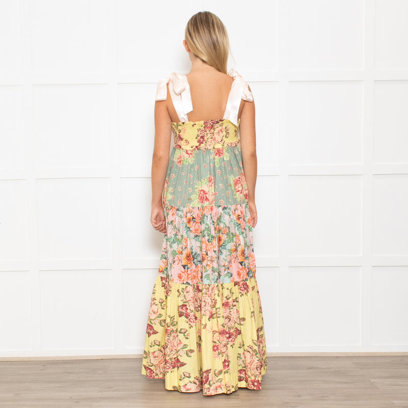Free People Floral Tiered Smocked Bodice Midi Dress