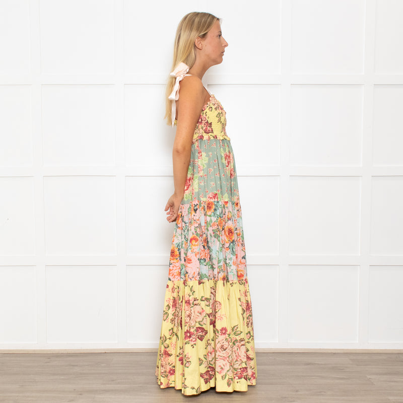 Free People Floral Tiered Smocked Bodice Midi Dress
